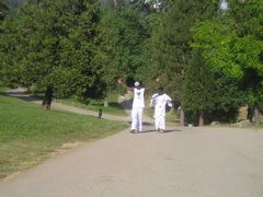 Walking to the pavilion